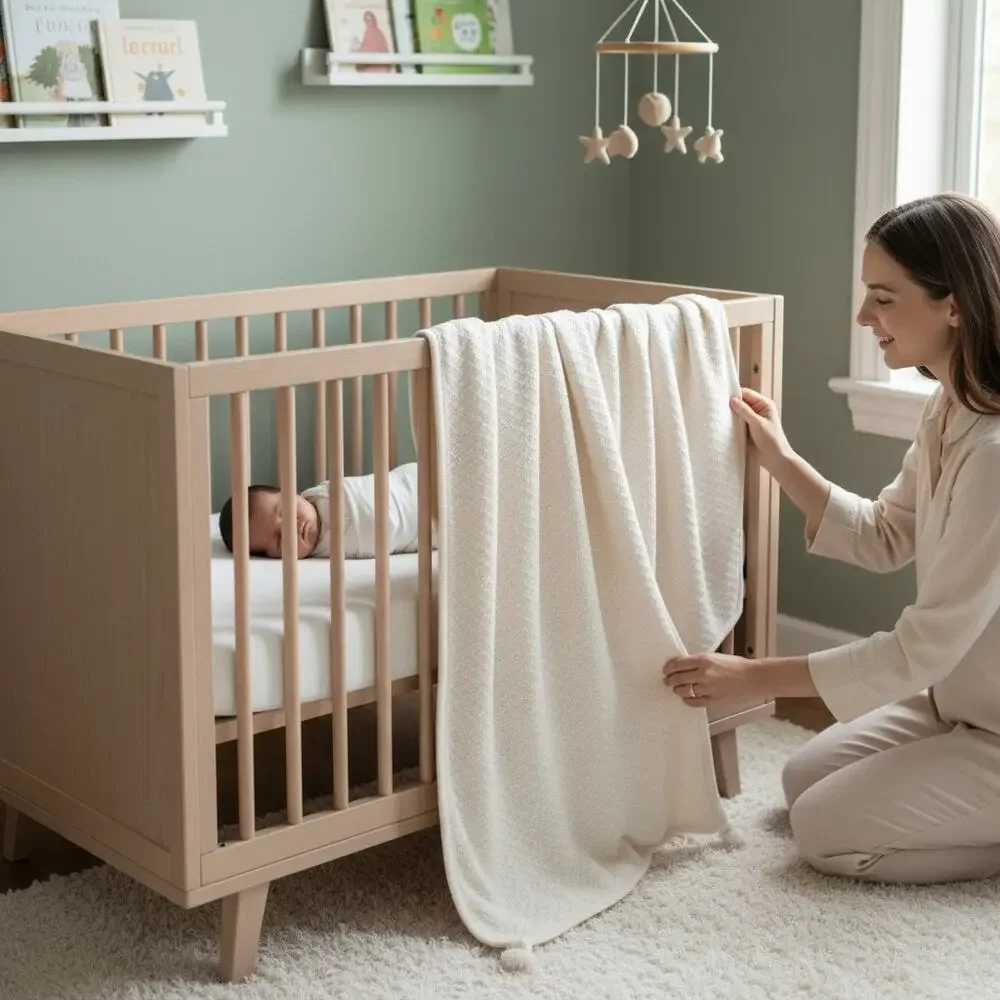 Pottery Barn Baby Cream Shepra Lined Blanket 30 x 40